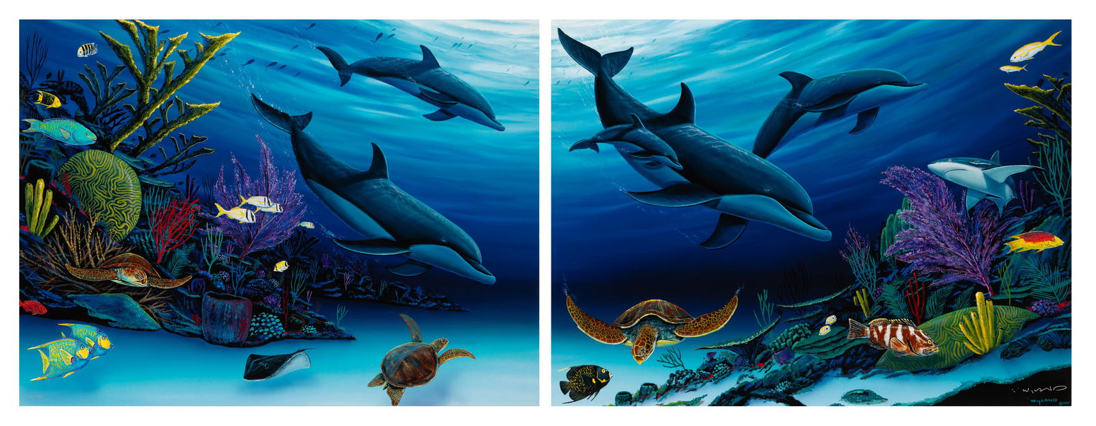 Robert Wyland (American, B. 1956) Giclee Diptych 2007, 'Sea of Color and Life', H 23.5" W 31.5" 2 (1 of 12)