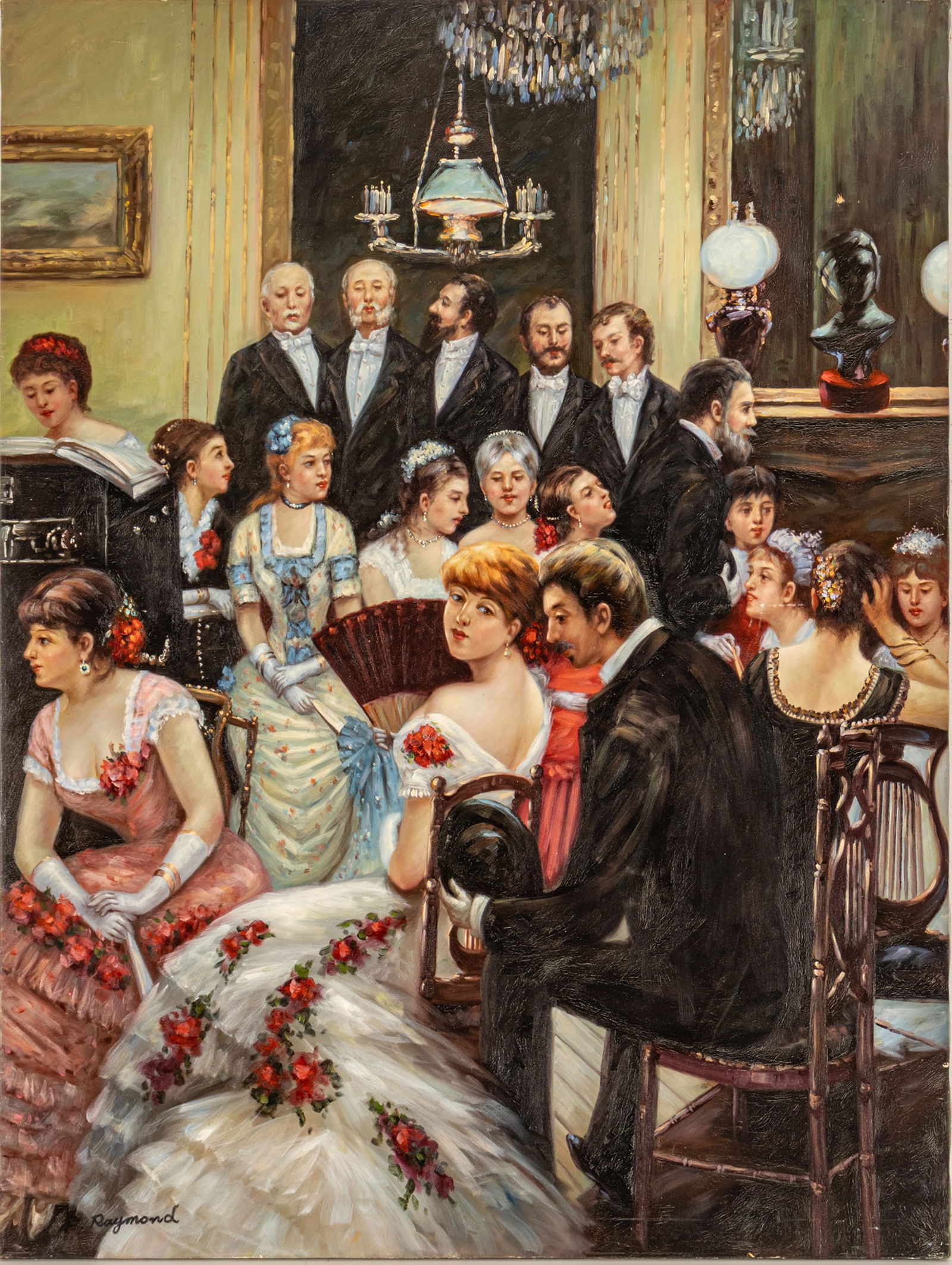 After Jean Beraud (French, 1849-1935) by P. Raymond Oil on Canvas 20th Century, 'the Reception', H (1 of 8)