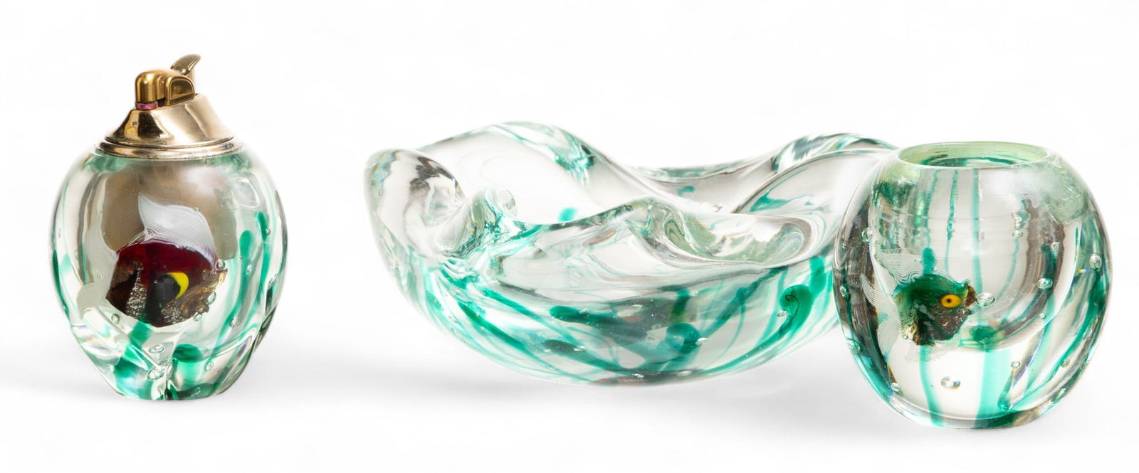 Alfredo Barbini for Murano Mid Century Modern Art Glass Fish Smoking Set 3 PCS (1 of 4)