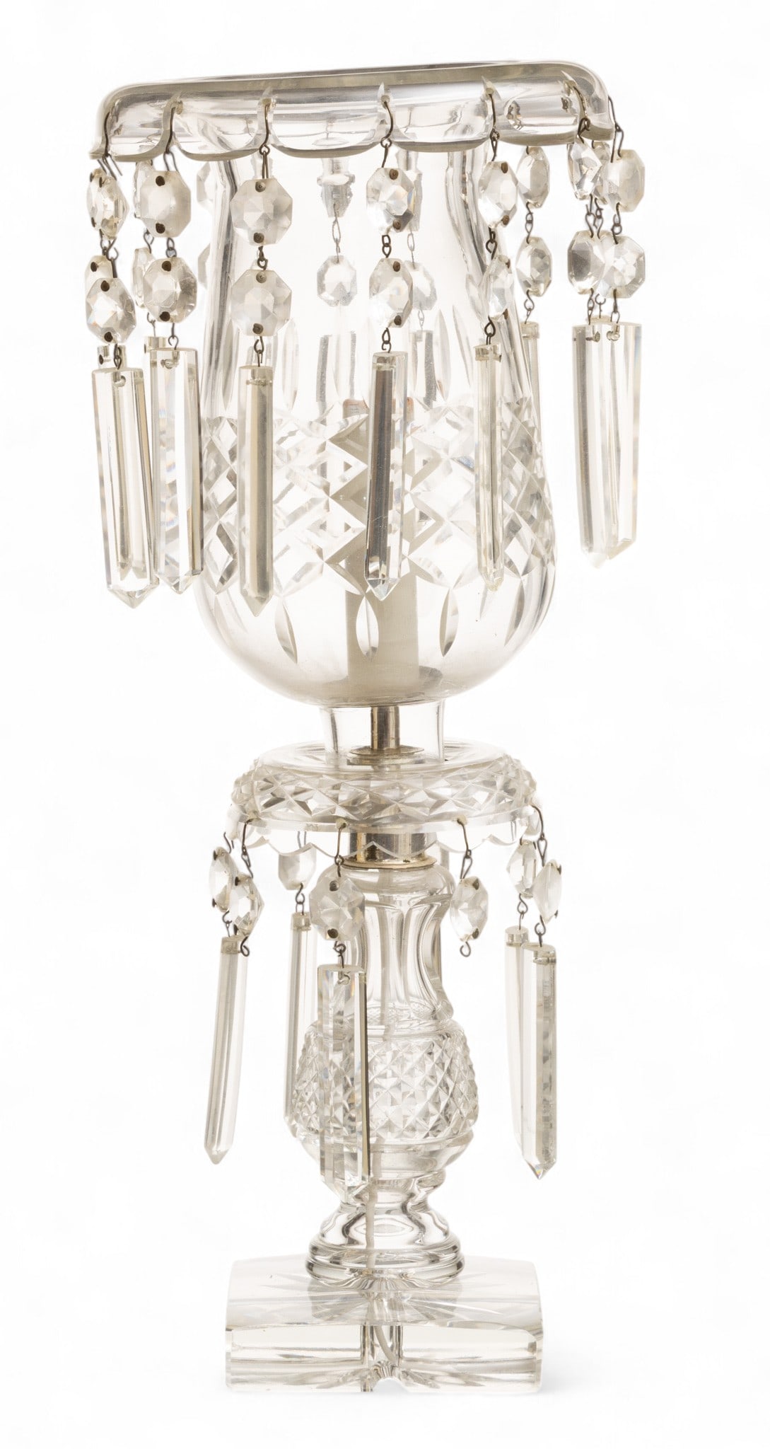 Waterford Quality Cut Crystal Luster Lamp, Ca. Late 19th C., H 16.25" Dia. 6.5" (1 of 3)