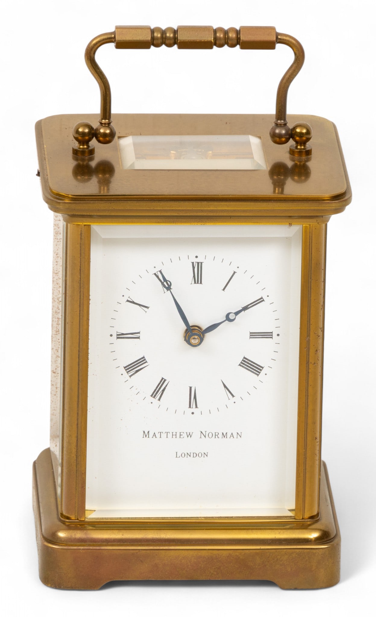 Matthew Norman Brass Carriage Clock 1985, H 6" W 3.25" Depth 2.5" (1 of 7)