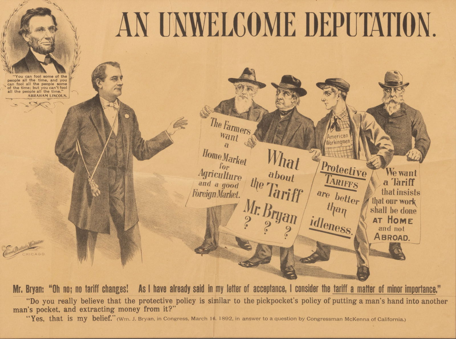 Edwards, Deutsch & Heitmann (American / Chicago) Political Lithograph Poster on Newsprint Early 20th (1 of 6)