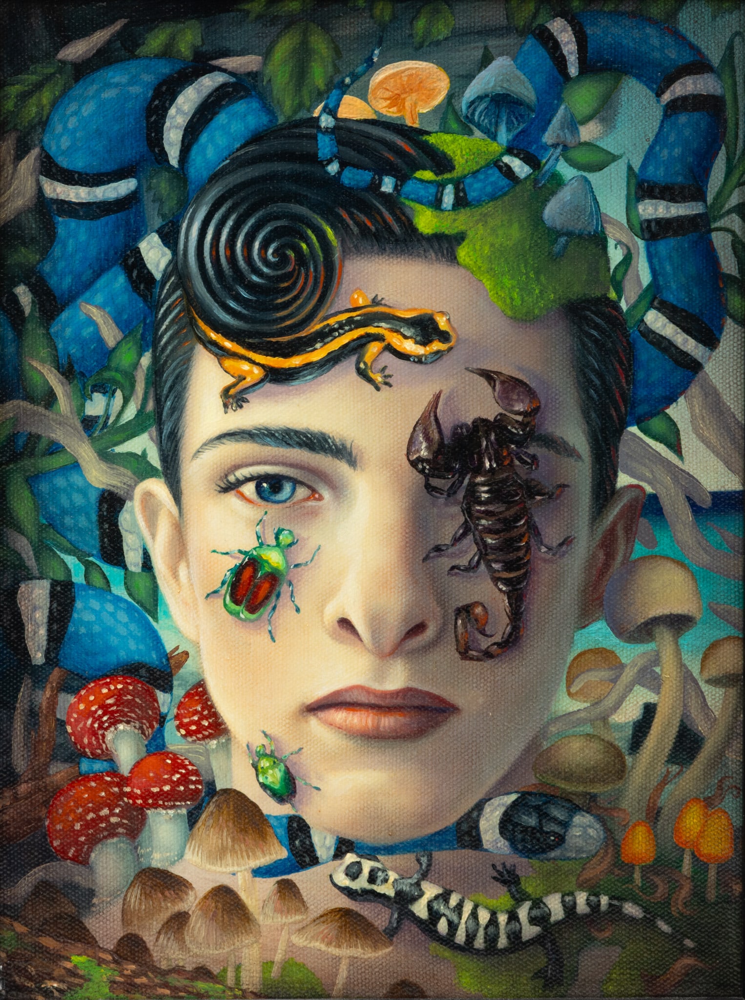 Ryan Martin (American) Oil on Canvas 2013, 'Insect Kin', H 12" W 9" Frame Size: H 14" W 11": Ryan Martin (American) Oil on Canvas 2013, 'Insect Kin', H 12" W 9" Frame Size: H 14" W 11" Signed, dated and titled on the edge of the stretcher bar. Provenance: Property from the Estate of Fred Kap