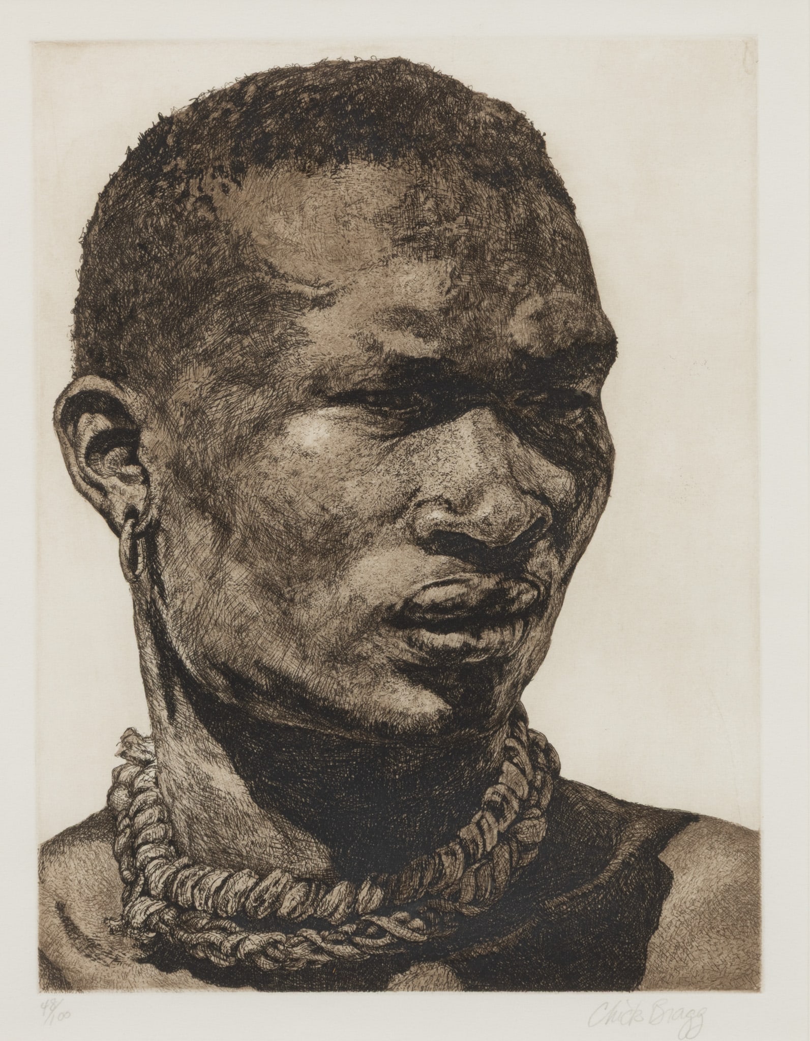 Charles (Chick) Lynn Bragg (American, B. 1952) Etching on Paper, 'Portrait of an African Gentleman', (1 of 5)