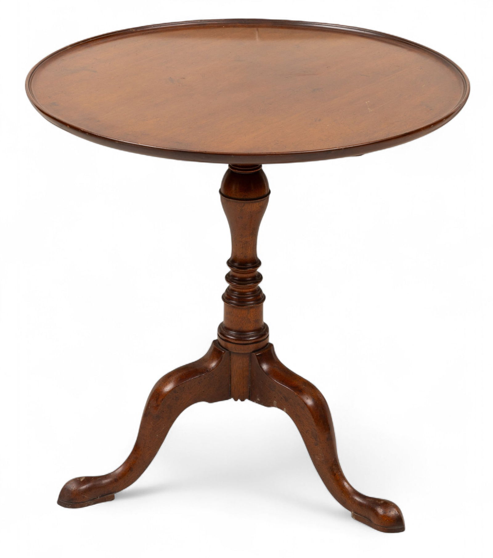 Queen Ann Style Mahogany Tilt Top Table 20th Cen., H 28" Dia. 28" (1 of 4)