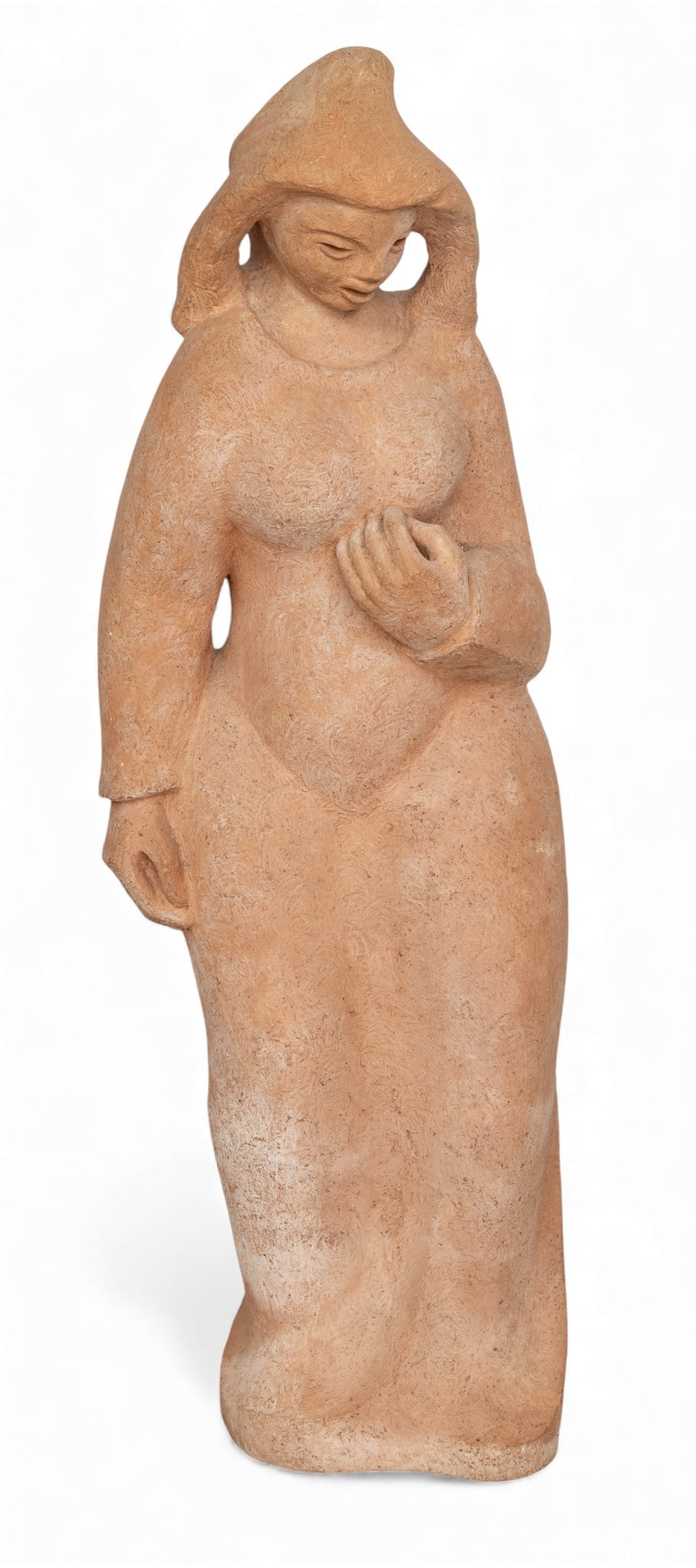 Terracotta Cast Sculpture Standing Woman H 36" W 9" Depth 8" (1 of 11)