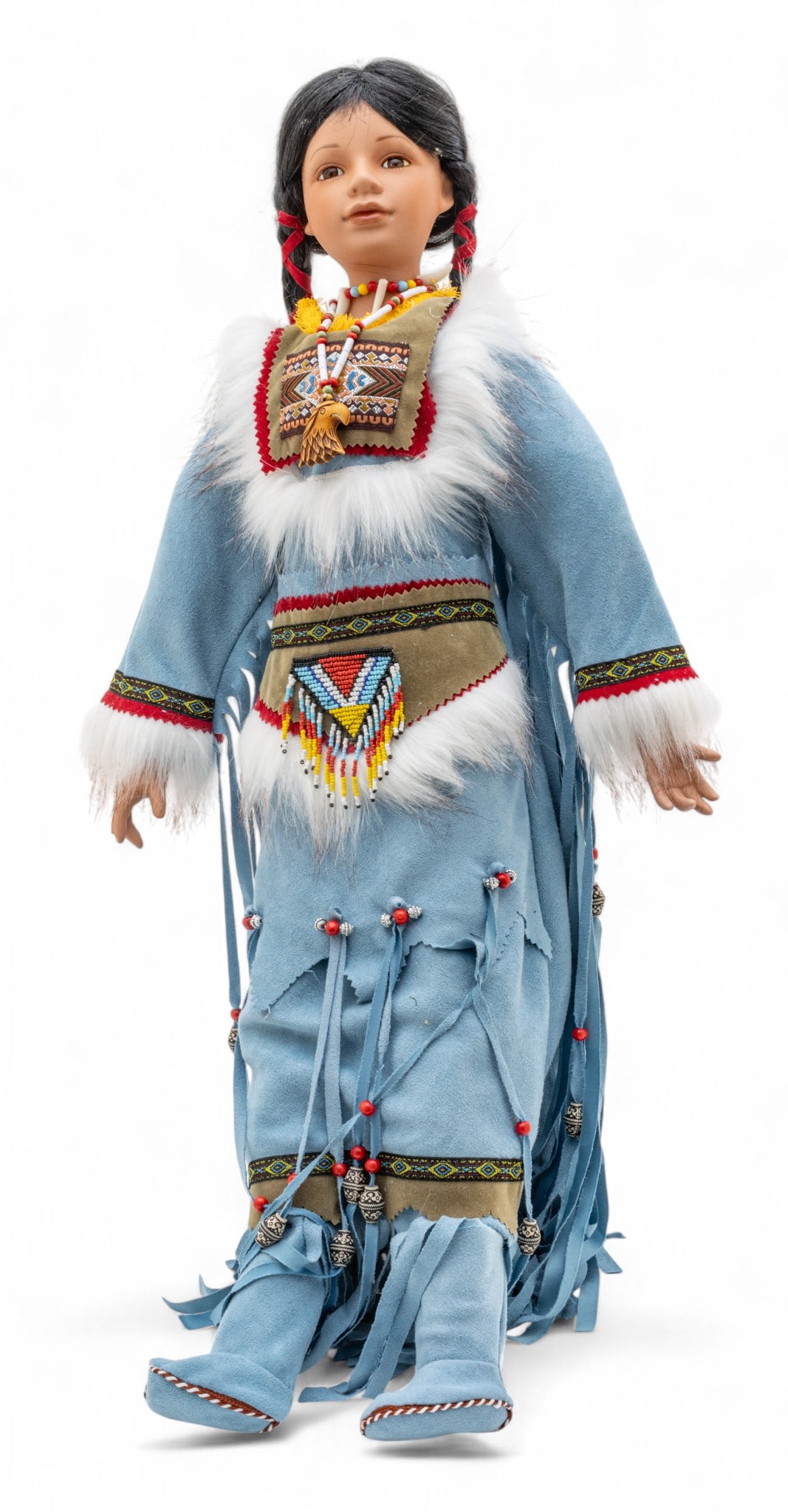 Heirloom Dolls Native American Porcelain Doll 'Wolf Lady', H 28" (1 of 5)