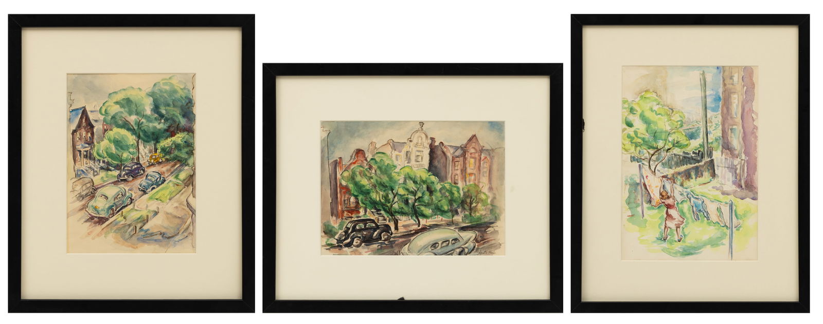 Greta Hale (American, 1899-1989) Watercolors on Paper 1941, 'Chicago Scenes', 3 PCS (1 of 15)