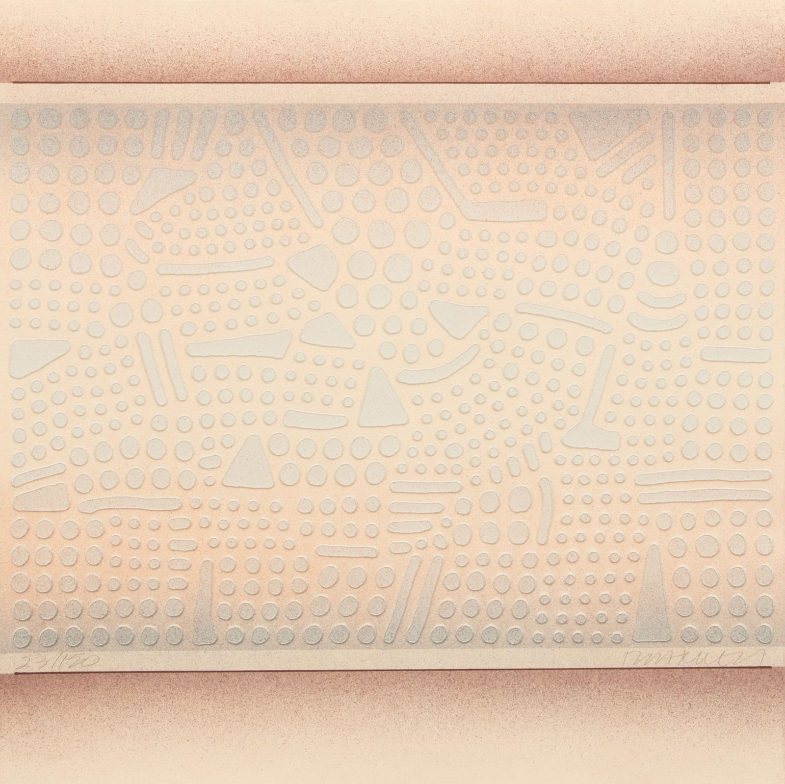 Paul Maxwell (American, B. 1925) Acrylic Casting on Paper 'Aura', H 29.25" W 29.25" Frame Size: H: Paul Maxwell (American, B. 1925) Acrylic Casting on Paper 'Aura', H 29.25" W 29.25" Frame Size: H 34.25" W 34" Signed in pencil lower right and numbered 23/150 lower left. Framed H. 34.25" W. 34" Prov