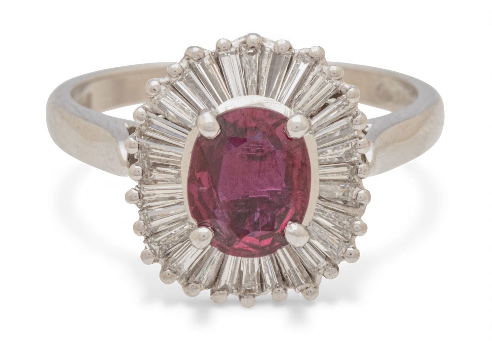 1.08 Ct Ruby and Diamond Platinum Ring, Size 6 1/2 7 g (1 of 20)