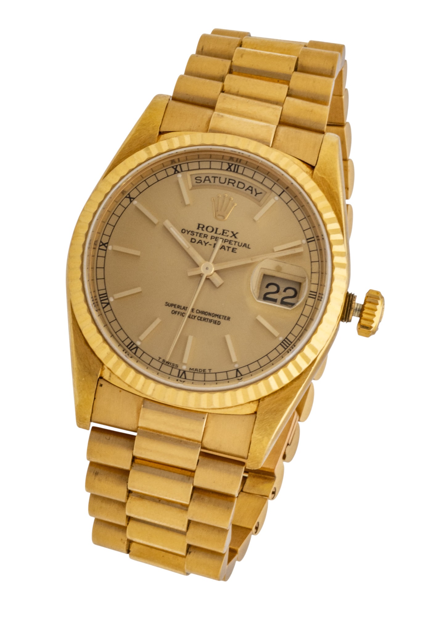 Rolex (Swiss) Men's 18K Yellow Gold Superlative Chronometer Oyster Perpetual Day Date 1991 (1 of 19)