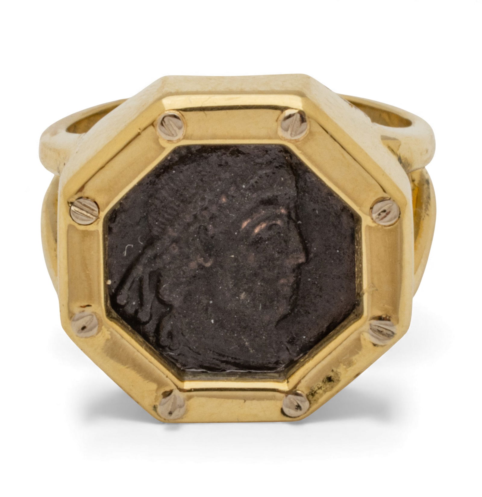 18K Yellow Gold Ring, Authentic Roman Coin, Period 307 - 337 A. C. 6 3/4 13 g 1 PC (1 of 6)