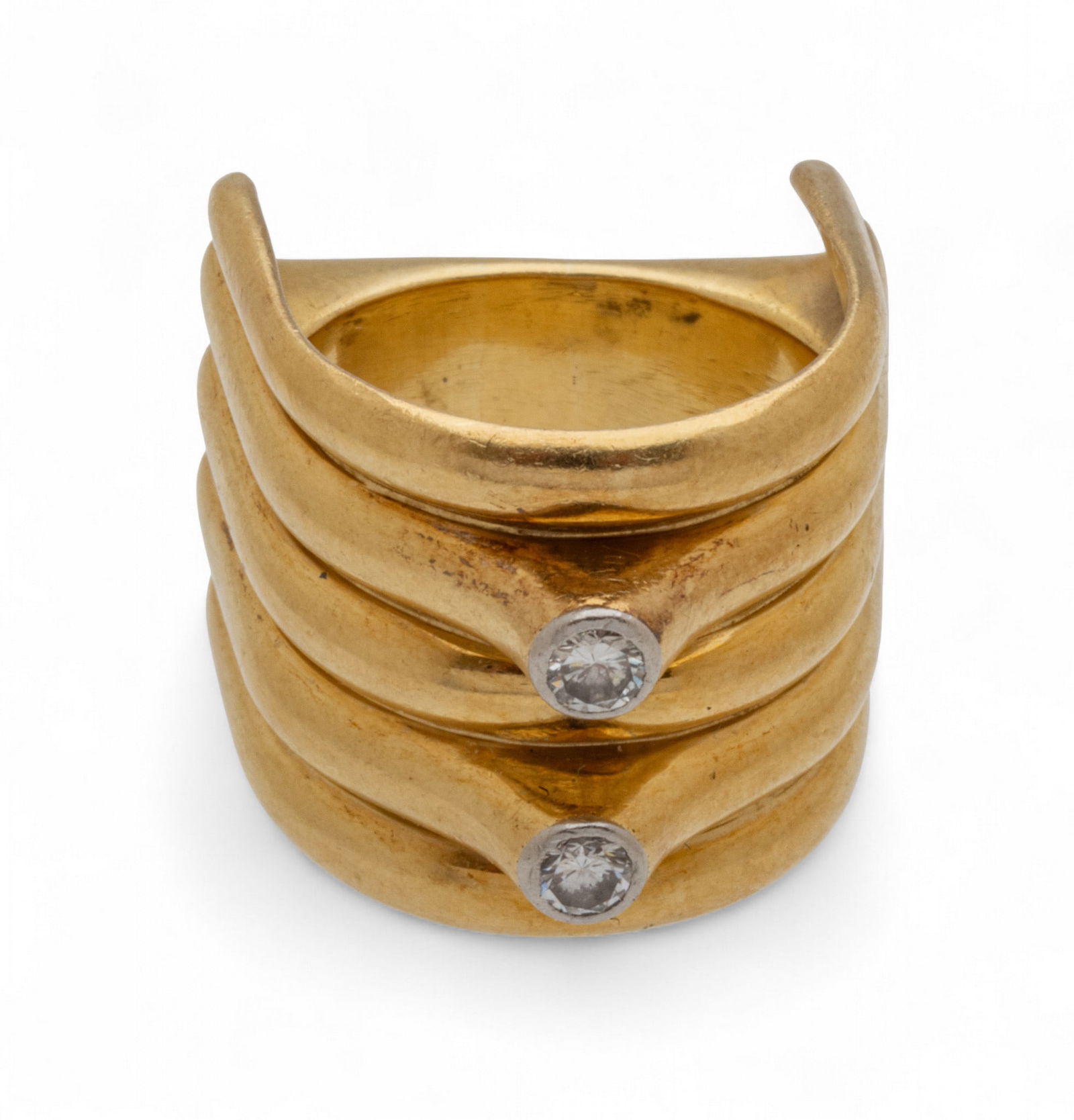 18K Gold Ring with Diamonds (2), Size 6 1/2 1950, 22 g 1 PC (1 of 7)