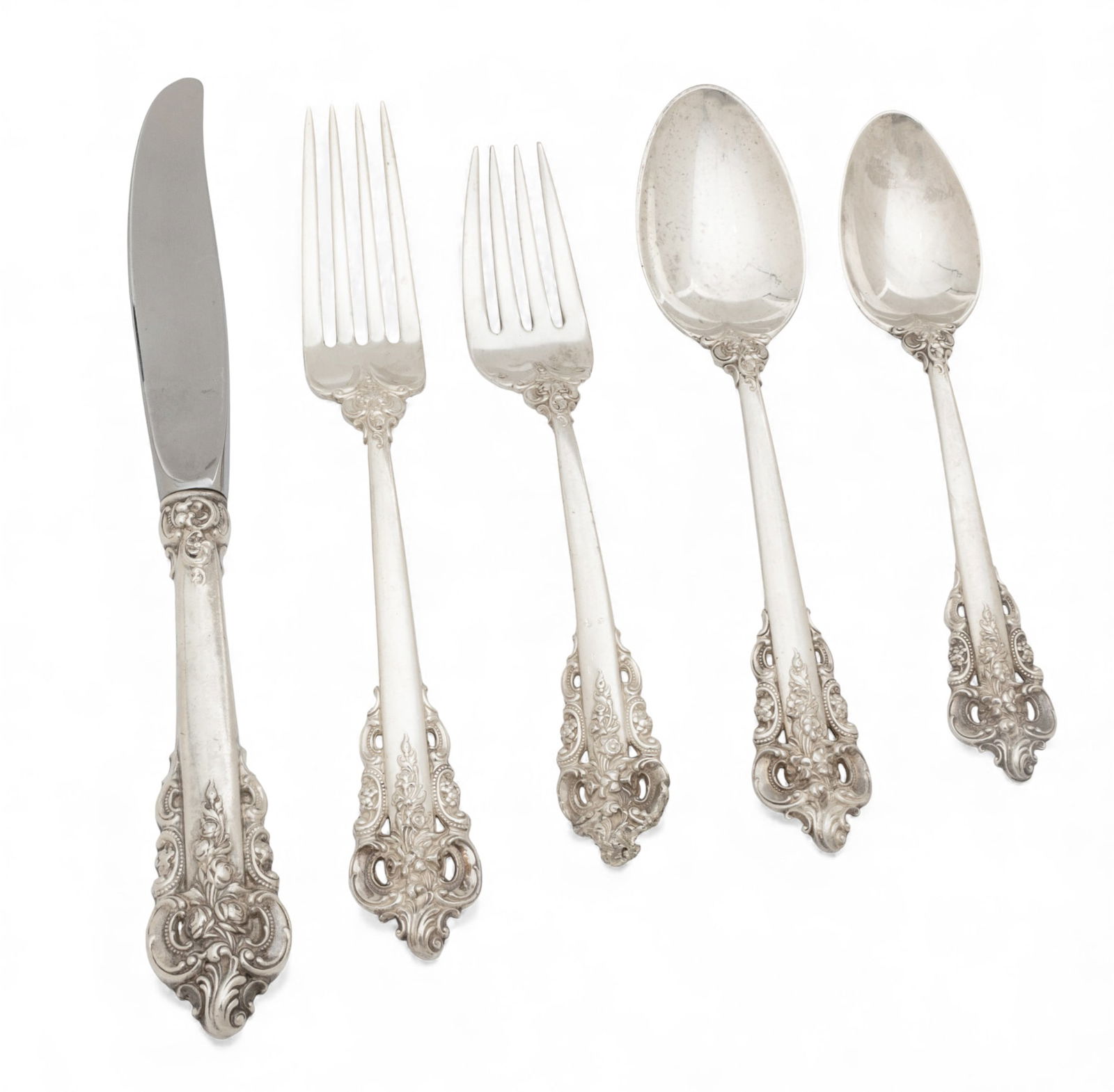 Wallace Sterling Silver "Grand Baroque" Flatware for 8 47 PCS (1 of 6)