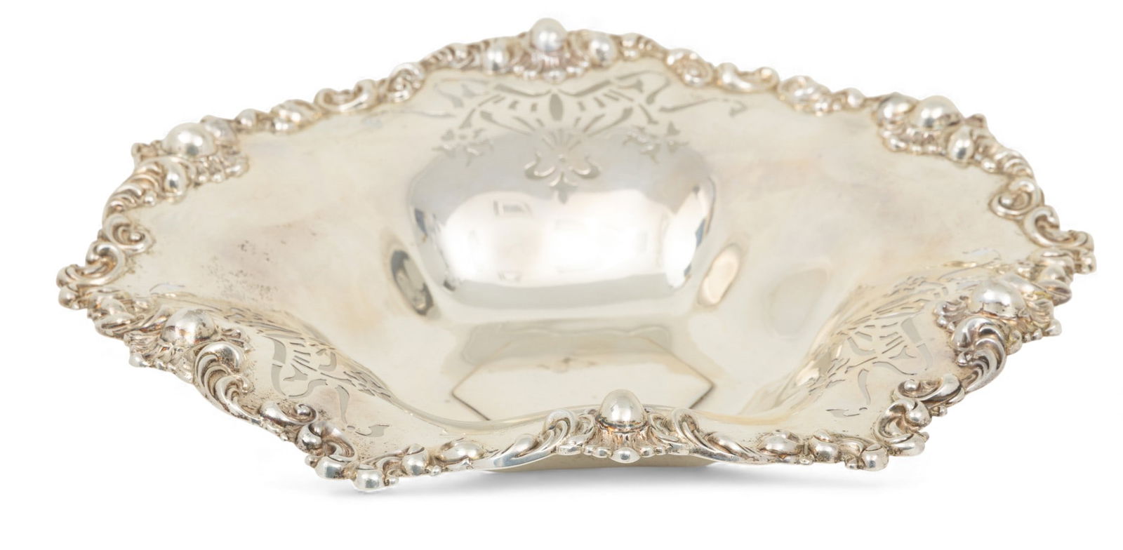 Sterling Silver Round Open Centerpiece Bowl with Pierced Design 1920, H 2" Dia. 11" 16 t oz 1 PC (1 of 5)