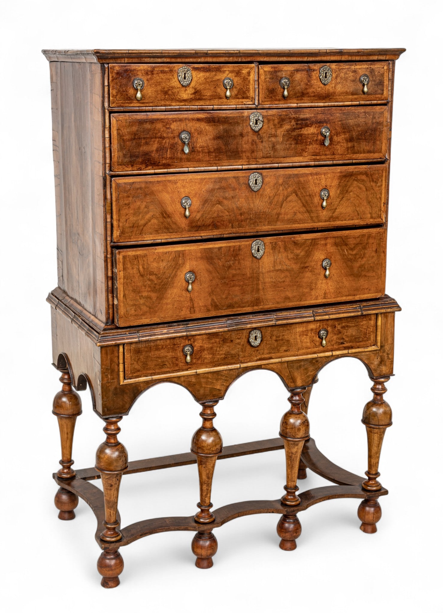 William and Mary Carved Walnut Highboy 1750, H 62" W 39" Depth 23" (1 of 15)