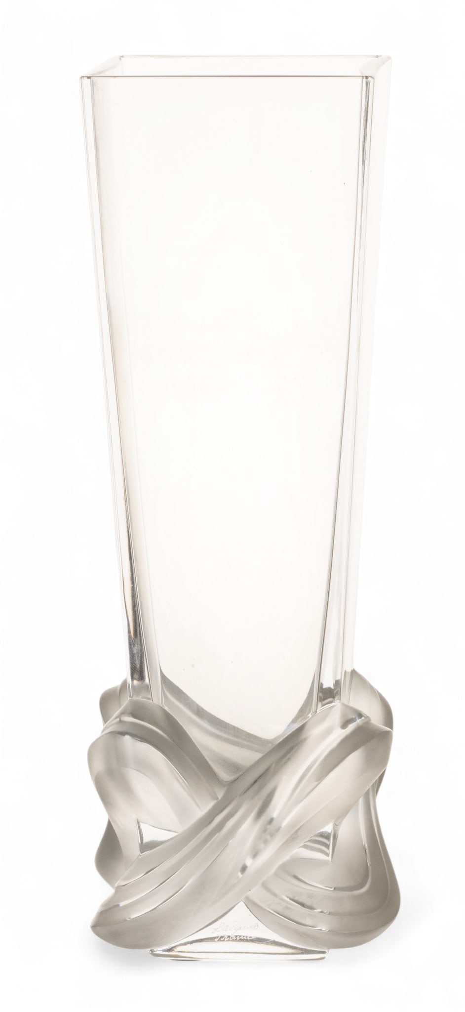 Lalique (French) Lucca Crystal Vase H 11" W 3.5" L 3.5" (1 of 4)