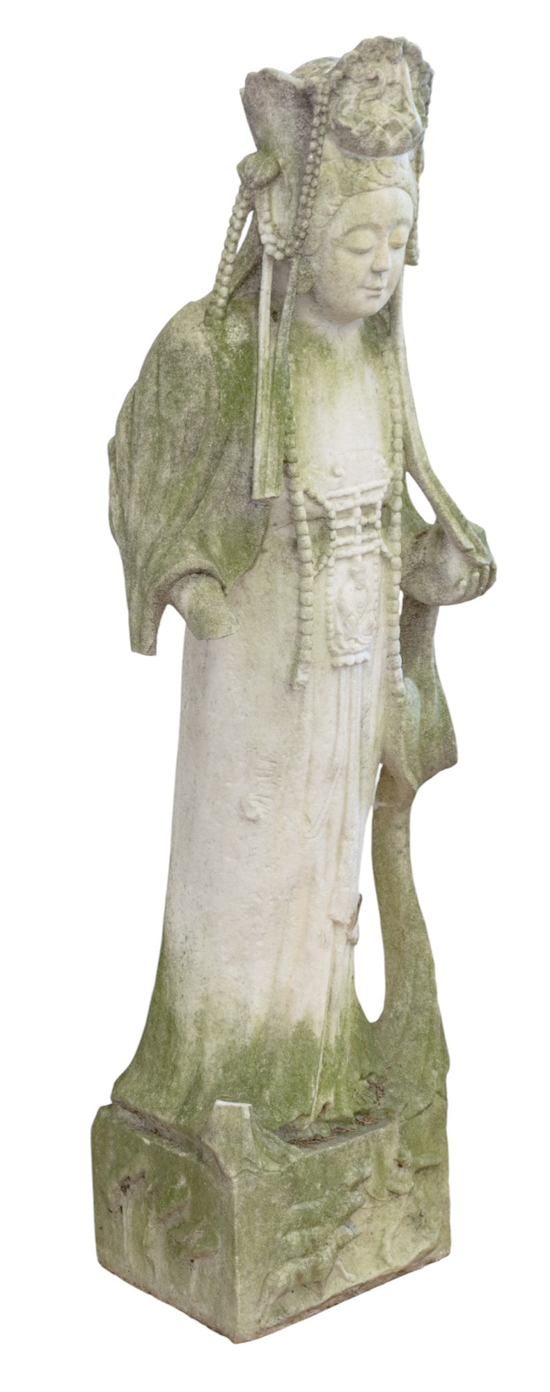 Chinese Carved Stone Guan-Yin Life-size Sculpture, H 60" W 20" (1 of 13)
