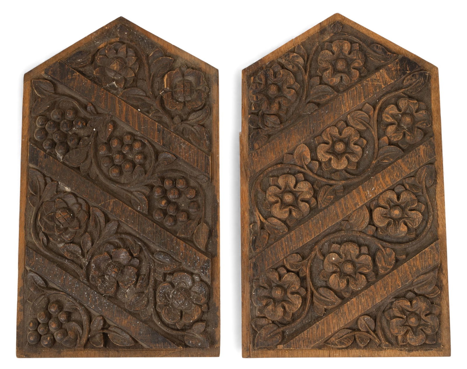 English Style Carved Oak Architectural Panels 19th Cen., H 16" W 9.25" (1 of 2)