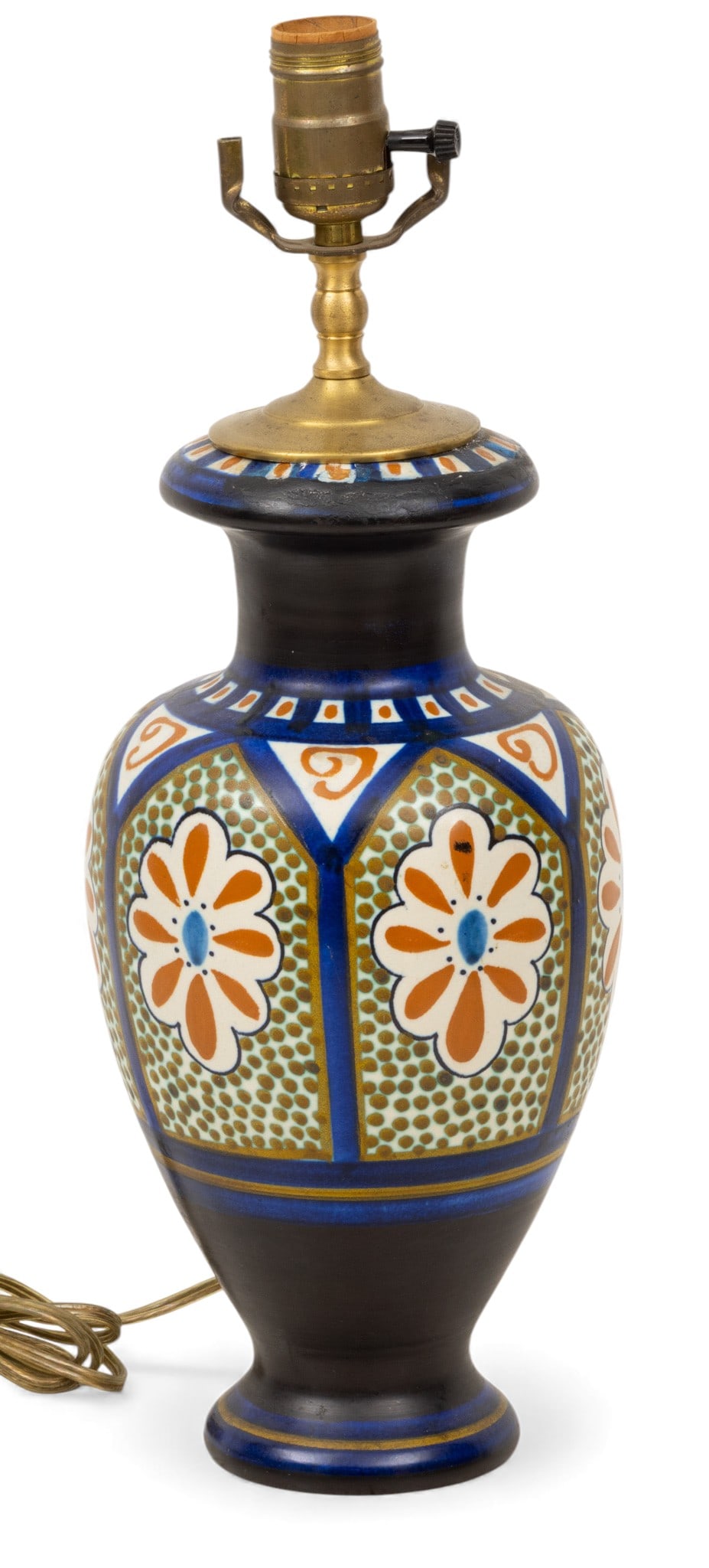 Gouda, (Holland) Hand Painted Pottery Table Lamp 1950, H 24" (1 of 4)