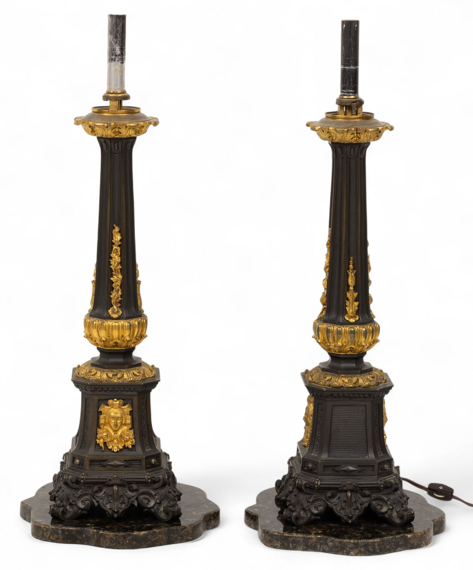 Pair of Bronze Electrified Globe Table Lamps H 32" L 5" 1 PAIR (1 of 7)