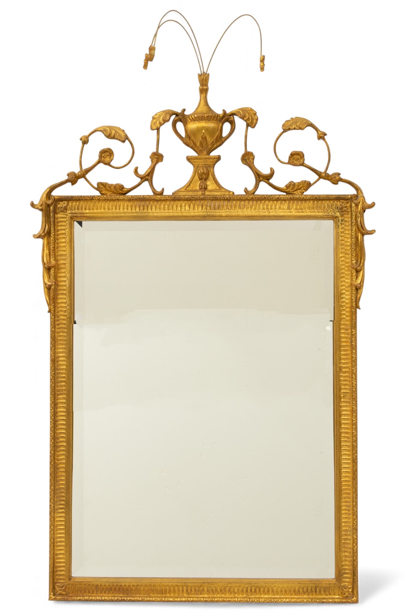 Carvers' Guild (American) Gilt Carved Wood Adam Style Beveled Mirror 1960, H 47" W 28" (1 of 3)