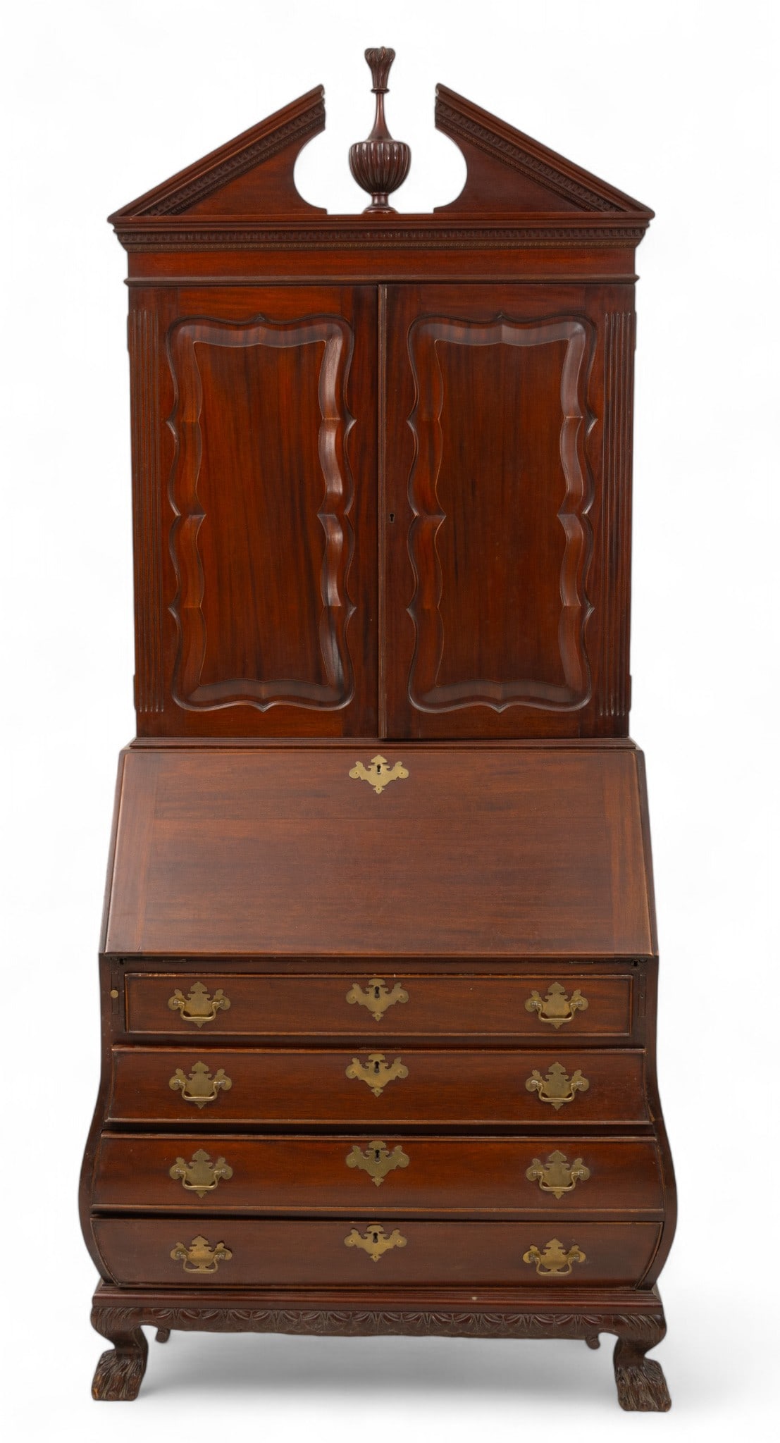 Charak Furniture Co. (American, Est. 1919) Chippendale Style Carved Mahogany Bombay Secretary Desk, (1 of 10)
