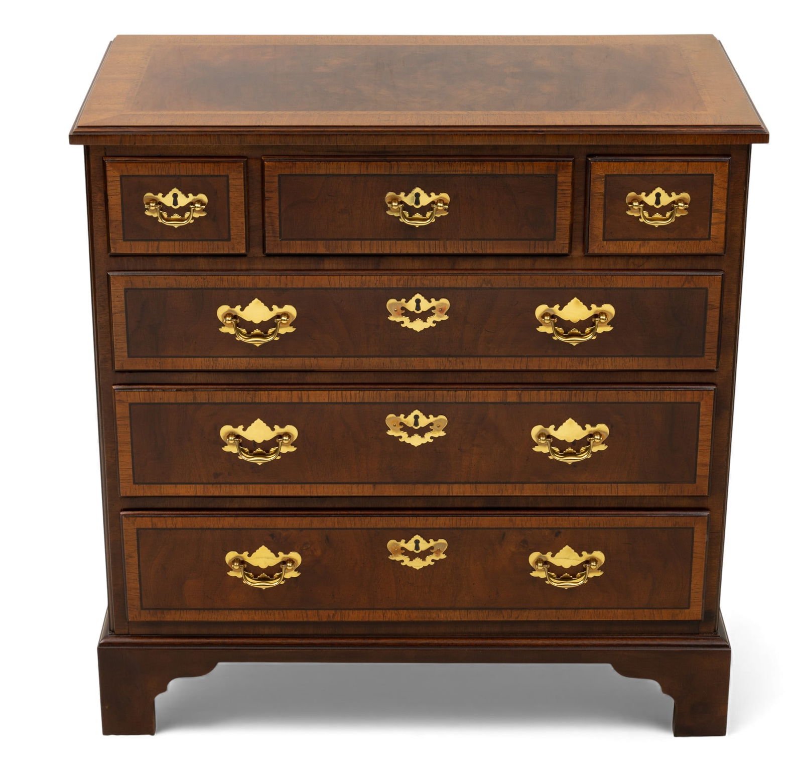 Henredon (American) 'Aston Court' Carved Mahogany Chest of Drawers, 20th C., H 31" L 31" Depth 16" (1 of 7)