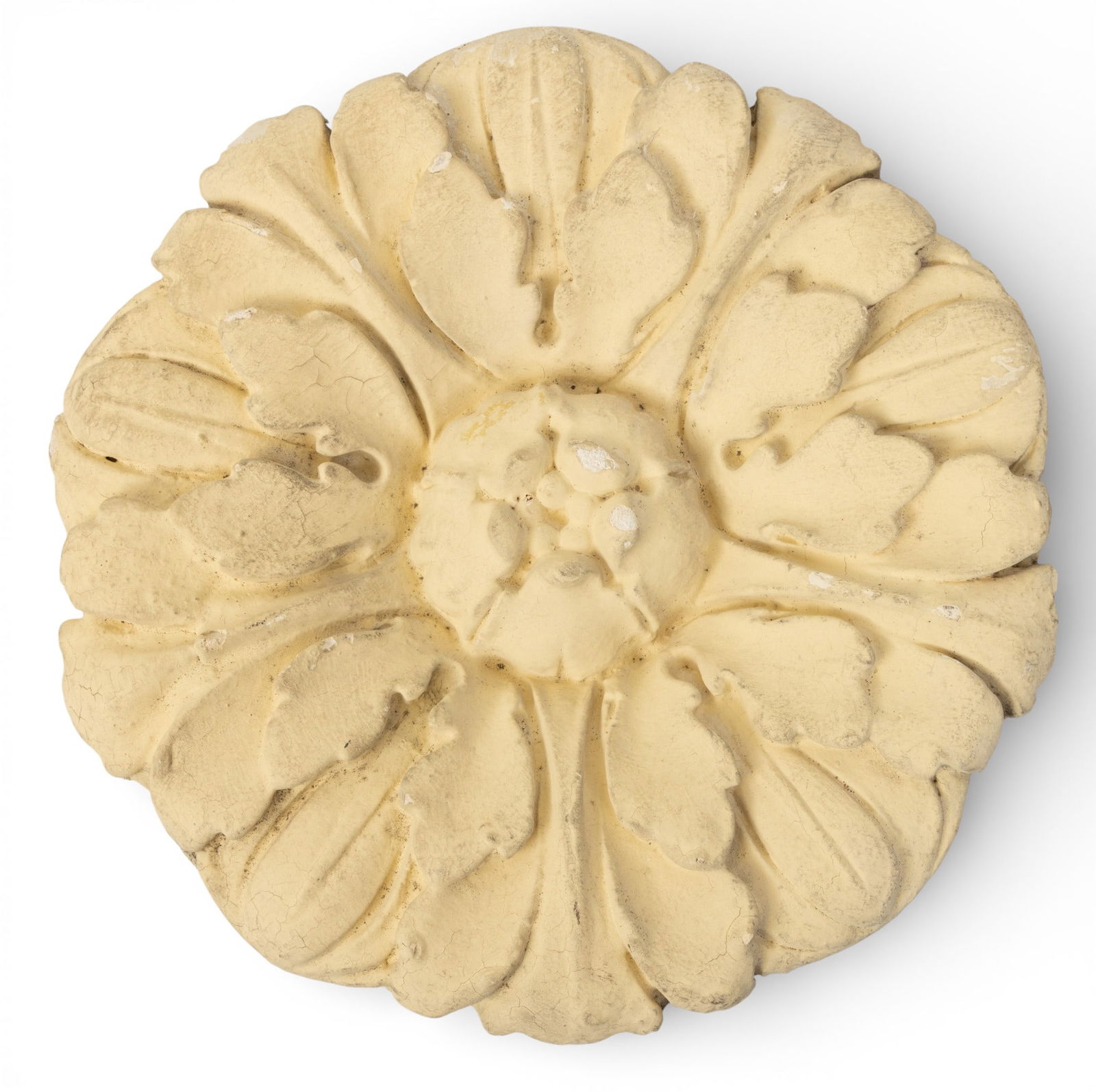 Michigan Central Railroad Depot, Ca. 1912, Depot Plaster Floral Architectural Element Dia. 9": Michigan Central Railroad Depot, Ca. 1912, Depot Plaster Floral Architectural Element Dia. 9" Floral form, originally part of ceiling from the Depot. "For 75 years, the depot shipped Detroiters off to