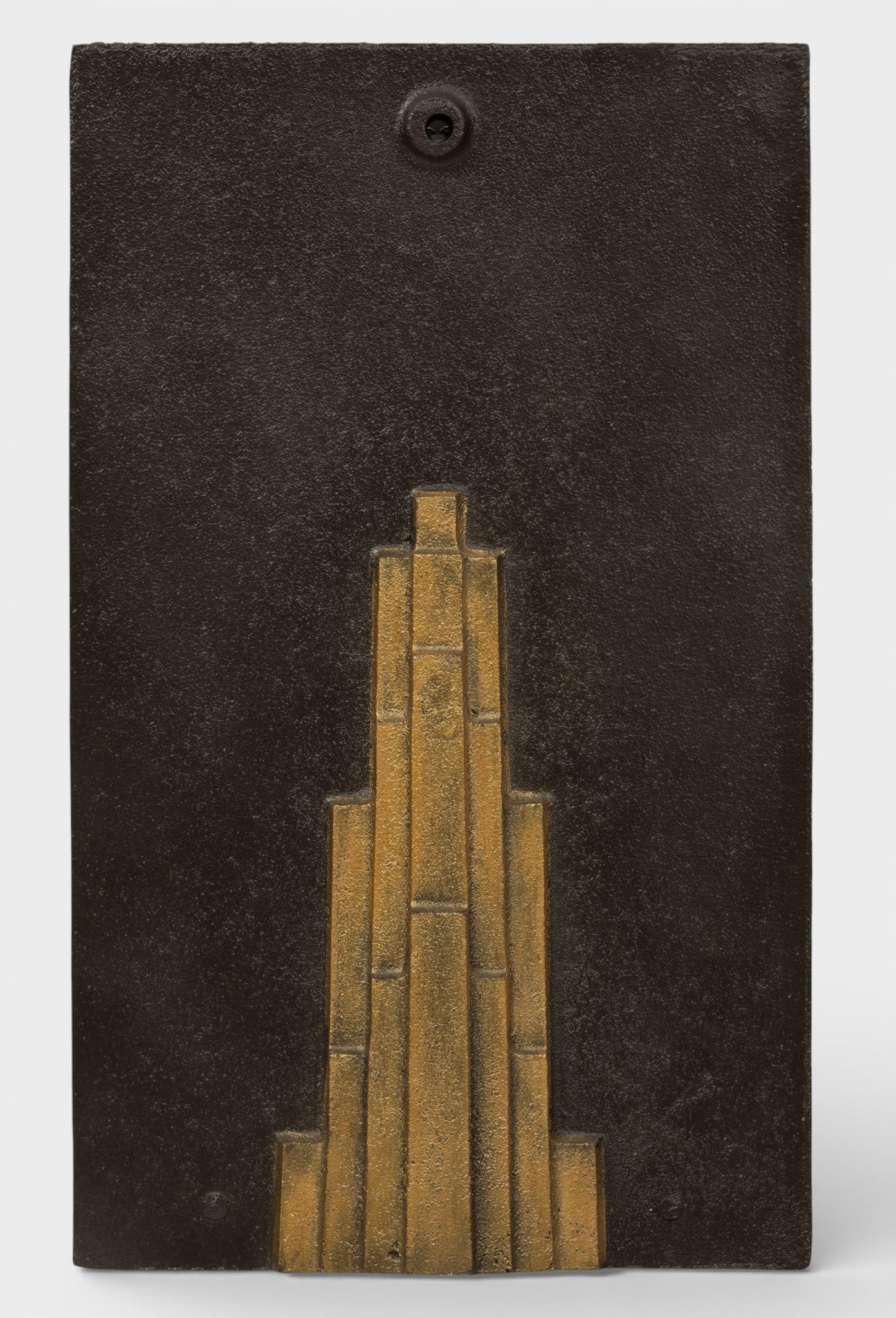 Art Deco Cast Iron Relief Plaque with Penobscot Building, Ca. 1930, H 20" W 12" (1 of 4)