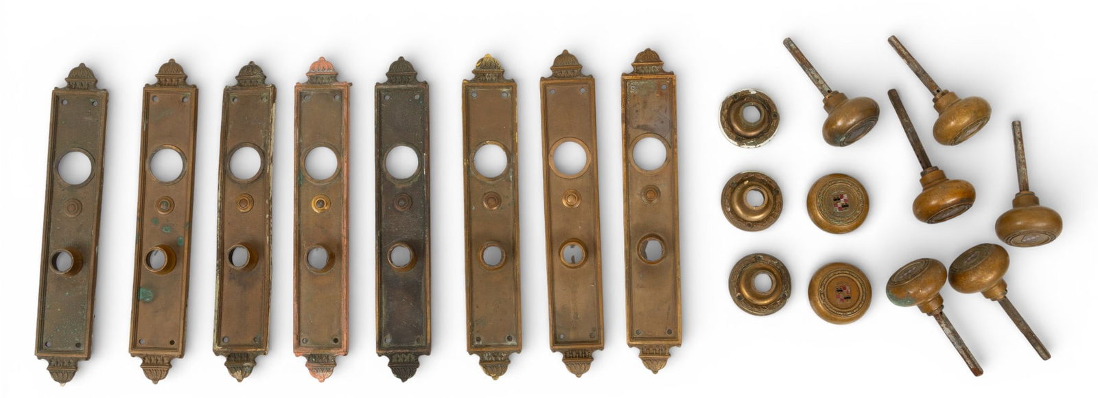 American Bronze Door Knobs, Back Plates, and Escutcheons from the Book-Cadillac Hotel H 12" W 2" (1 of 5)