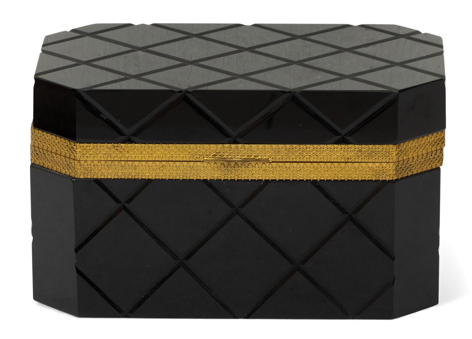 Cenedese & Co. (Murano) Black Opaline Glass Dresser Box, Ca. 1965-70, H 5.25" W 9" Depth 5.5" (1 of 5)