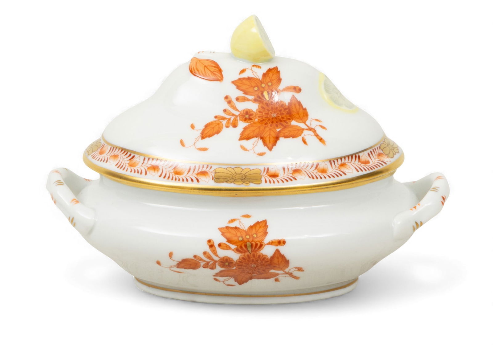 Herend Porcelain Manufactory (Hungarian) Chinese Bouquet Rust Pattern Hand Painted Porcelain Covered (1 of 5)