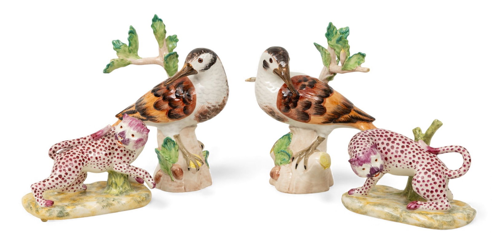 Chelsea House Painted Pottery Leopards and Birds 20th Cent., 2 PCS (1 of 6)