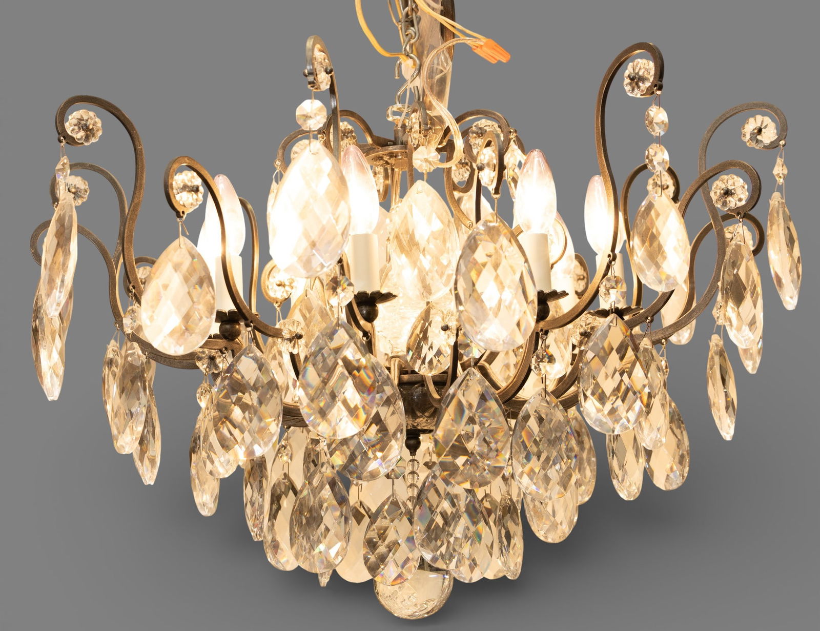 French Style Crystal Chandelier, 8 Lights H 17" Dia. 27" (1 of 4)