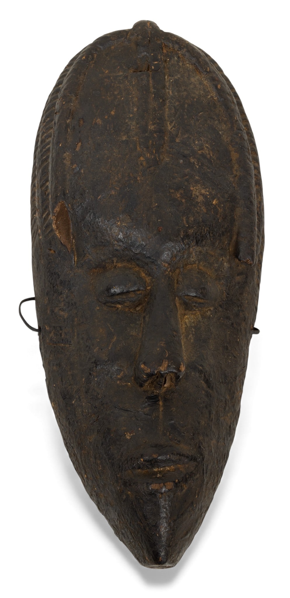 African, Liberia, Dan Patinated Carved Wood Mask, H 13.5" W 6.25" (1 of 3)