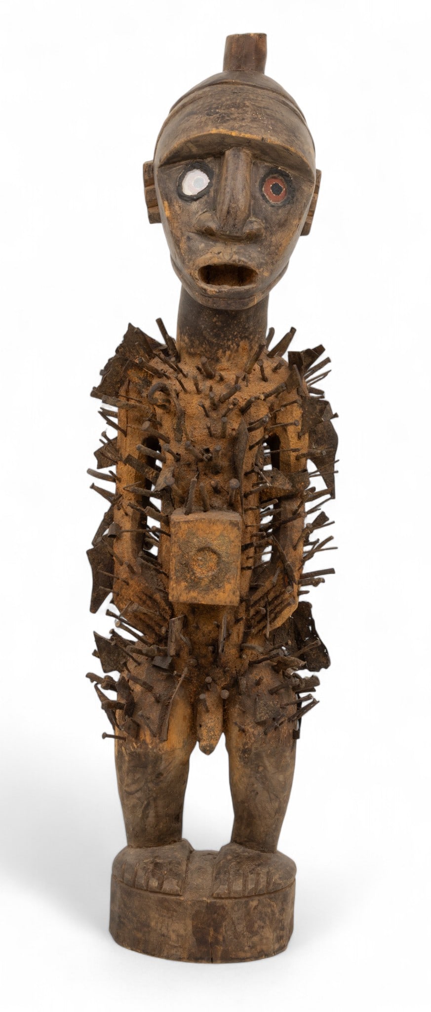 Congo Wood and Metal Nail Power Figure (N'kisi Nkonde), Ca. Early 20th C., H 36" W 10.5" Depth 8" 1 (1 of 5)