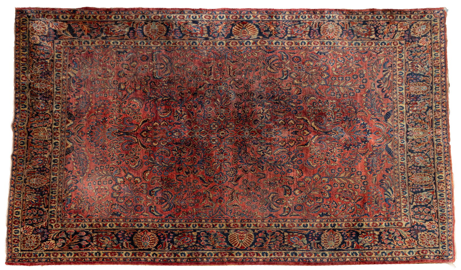 Persian Sarouk Hand Woven Wool Oriental Rug 1900-1920, W 8' 9" L 11' 9" (1 of 8)