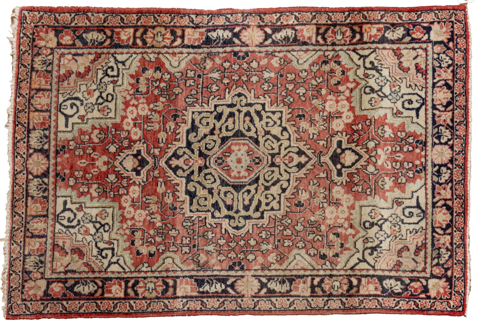 Persian Heriz Hand Woven Wool Oriental Rug 1940-1950, W 3' 4" L 5' (1 of 3)