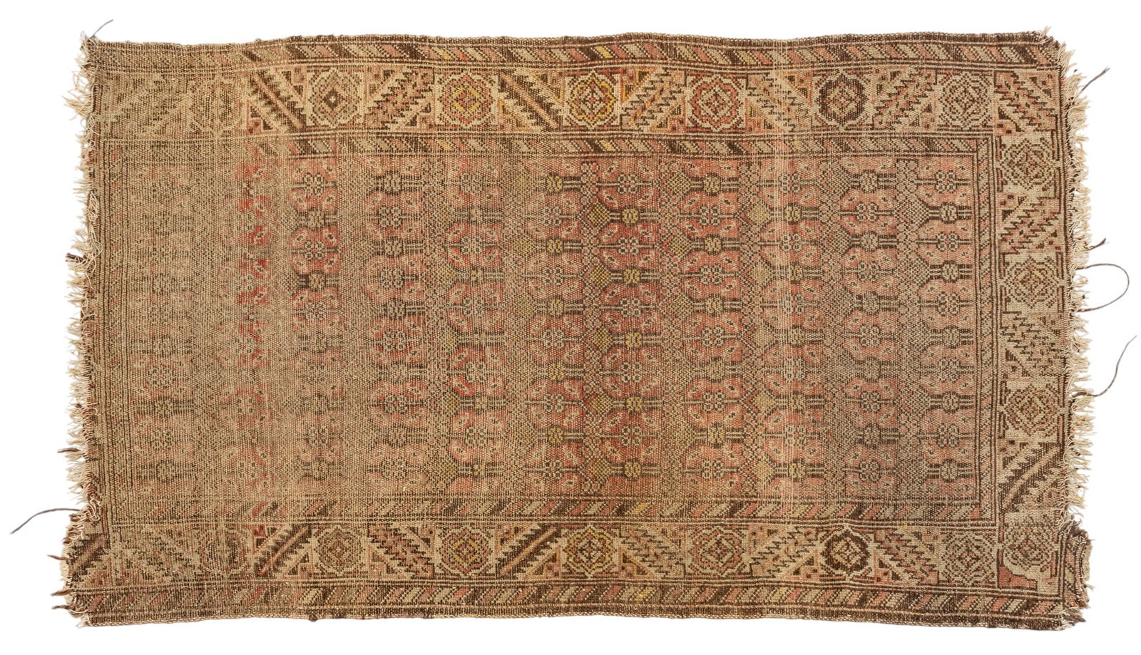 Persian Hamadan Hand Woven Wool Oriental Rug, Ca. 1900, W 3' 5" L 5' 5": Persian Hamadan Hand Woven Wool Oriental Rug, Ca. 1900, W 3' 5" L 5' 5" Flat weave with all-over geometric rose lattice, brown/ivory ground Provenance: Property from the estate collection of Ali Amir