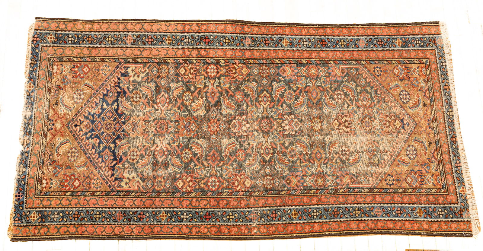 Persian Hamadan Hand Woven Wool Oriental Rug, Ca. 1900-1910, W 3' 3" L 6' 6": Persian Hamadan Hand Woven Wool Oriental Rug, Ca. 1900-1910, W 3' 3" L 6' 6" Provenance: Property from the estate collection of Ali Amiri, proprietor of the 50 year Ann Arbor, MI institution, The Per