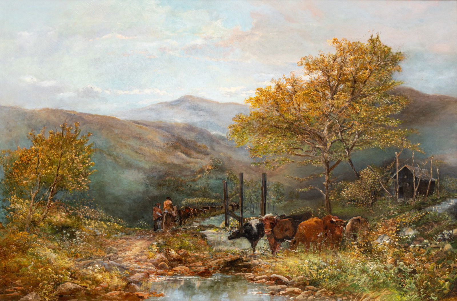 William Widgery (British, 1822-1893) Oil on Canvas, 'River Near Matlock', H 40" W 62" Frame Size: H (1 of 14)