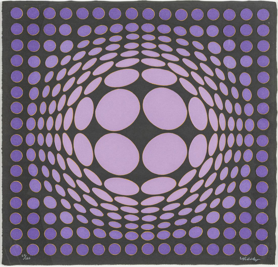 Victor Vasarely (French/Hungarian, 1906-1997) Op Art Serigraph on Cast Paper, Ca. 1990, 'Sinlag IV (1 of 7)