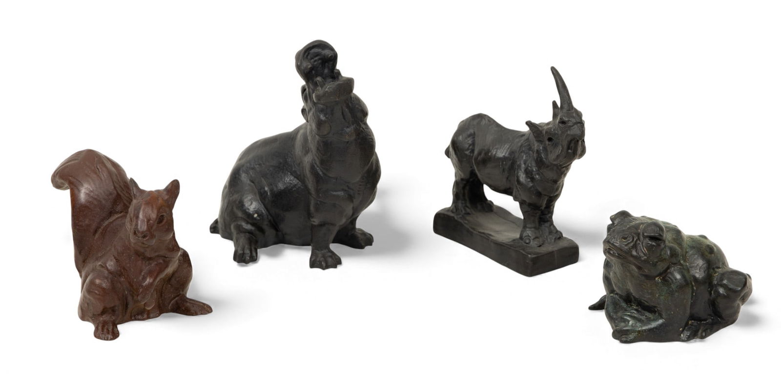 Dan Ostermiller (American, B. 1956) Patinated Bronze Miniature Animal Figures, 1994-2001, 'Toad, (1 of 4)