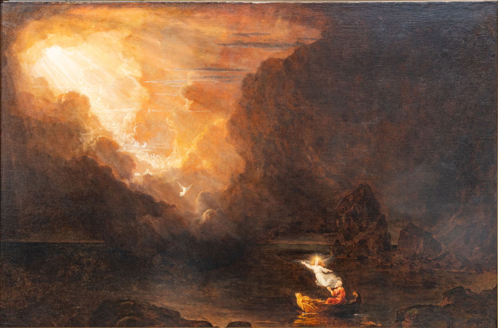 After Thomas Cole (American, 1801-1848) Oil on Canvas, Mid 19th C., 'the Voyage of Life: Old Age.: After Thomas Cole (American, 1801-1848) Oil on Canvas, Mid 19th C., 'the Voyage of Life: Old Age. From: Allegory of Man's Earthly Journey', H 52.25" W 78.4" 1 PC Mid 19th c. copy of Cole's last of a f