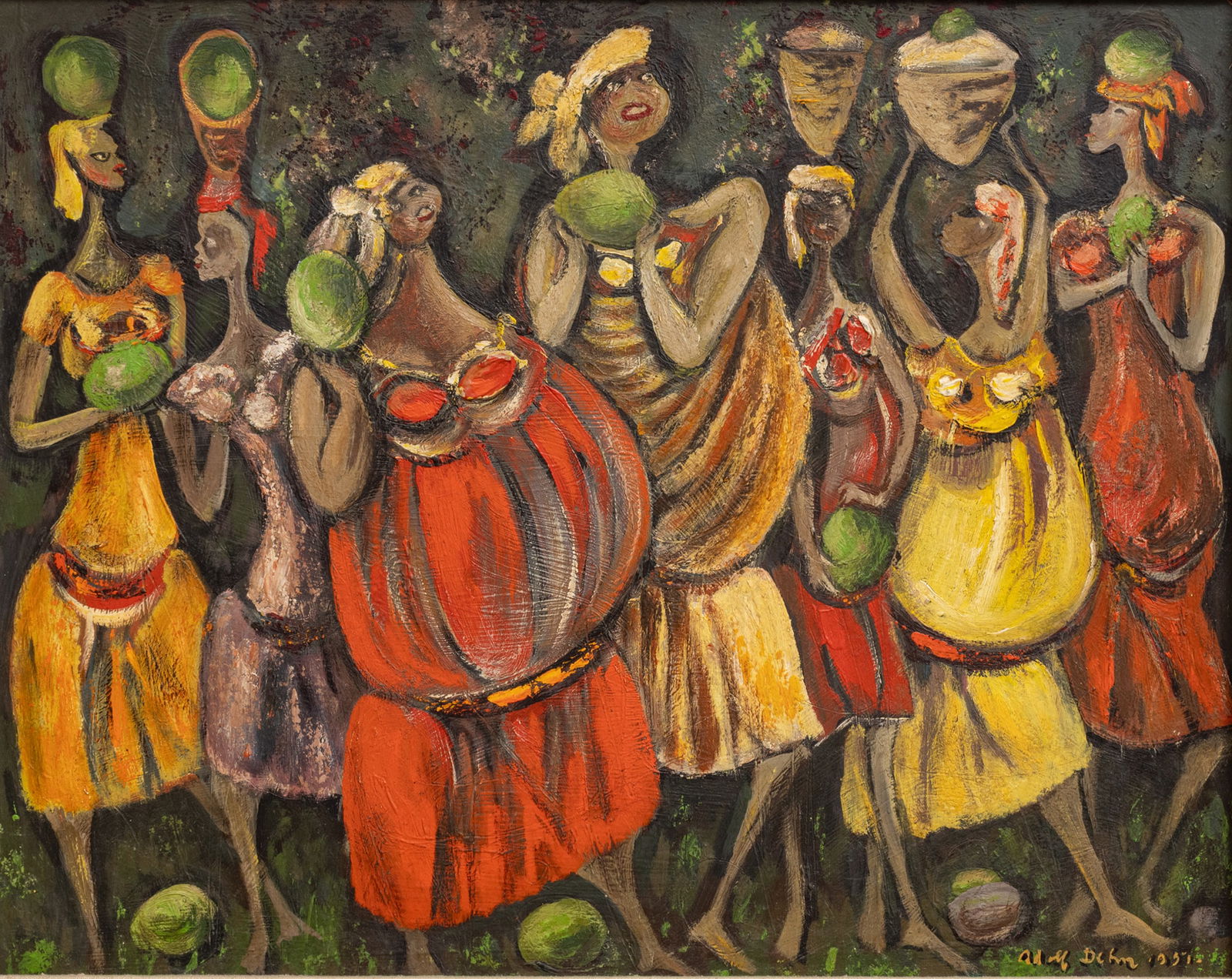 Adolf Arthur Dehn (American, 1895-1968) Oil on Masonite, 1951, 'Procession', H 16" W 20" Frame Size: (1 of 12)
