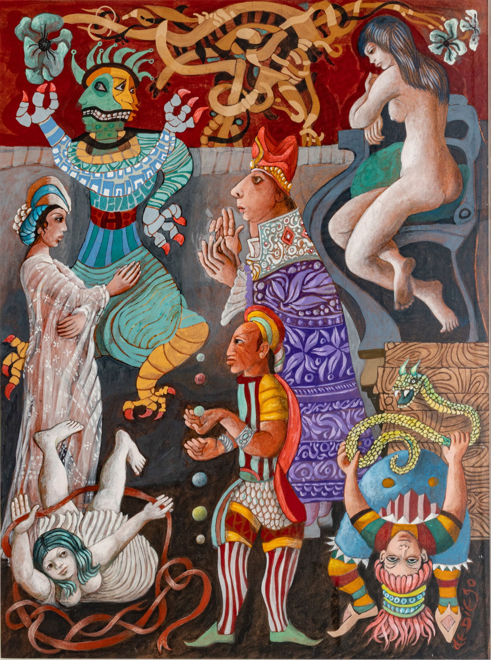 Julio De Diego (Spanish-American, 1900-1979) Watercolor and Gouache H 23" W 17" Frame Size: H 32.5" (1 of 8)