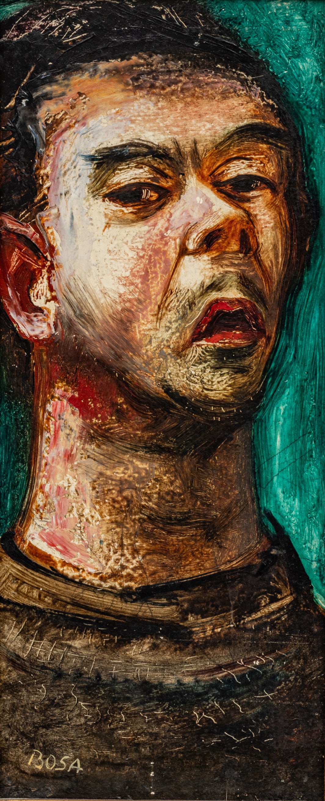 Louis Bosa (Italian-American, 1905-1981) Oil Panel 'Bosa As a Priest', H 12" W 5" Frame Size: H (1 of 8)