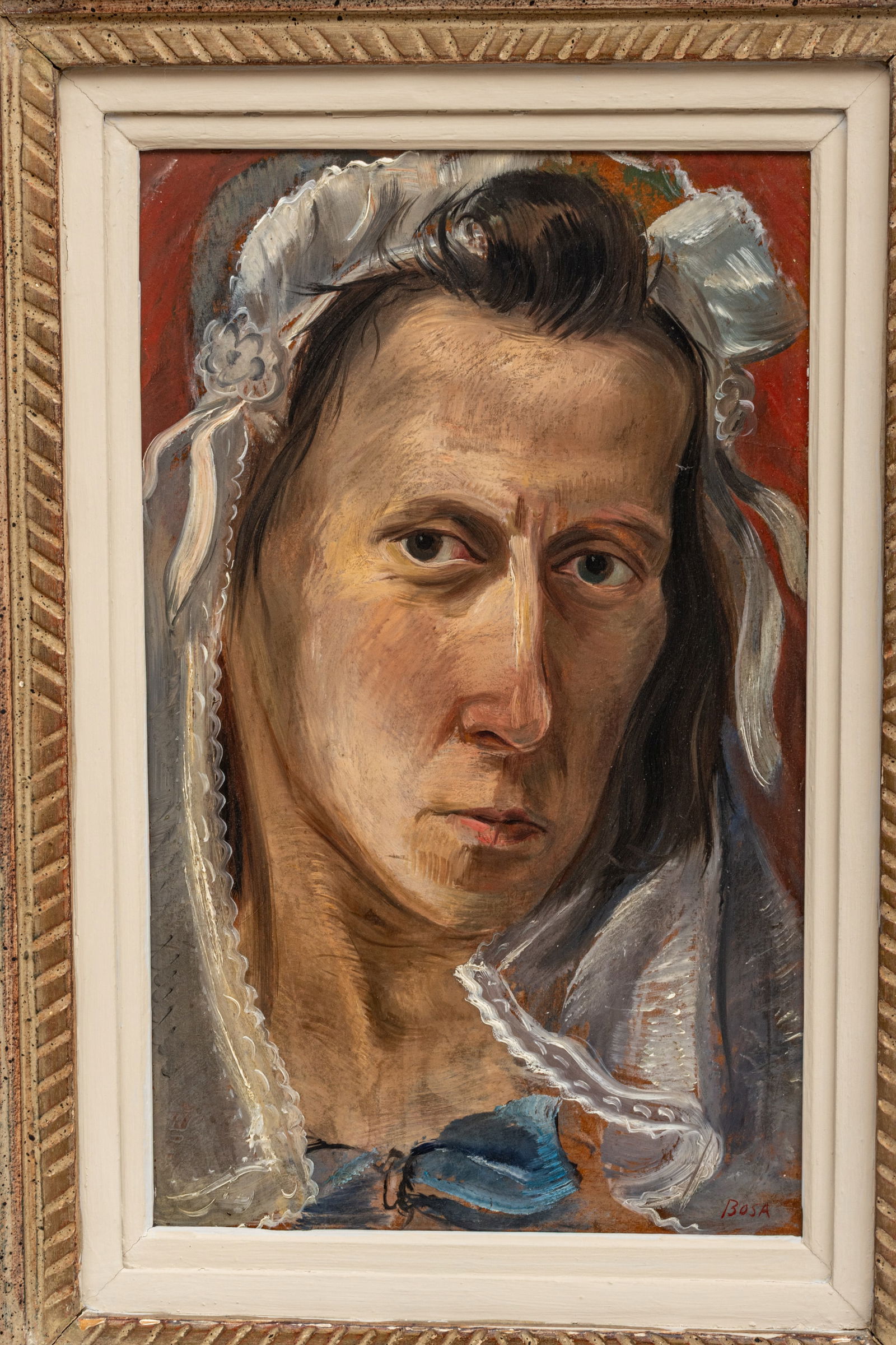 Louis Bosa (Italian-American, 1905-1981) Oil Masonite 'the Bride', H 15" W 9.25" Frame Size: H 22.5" (1 of 8)