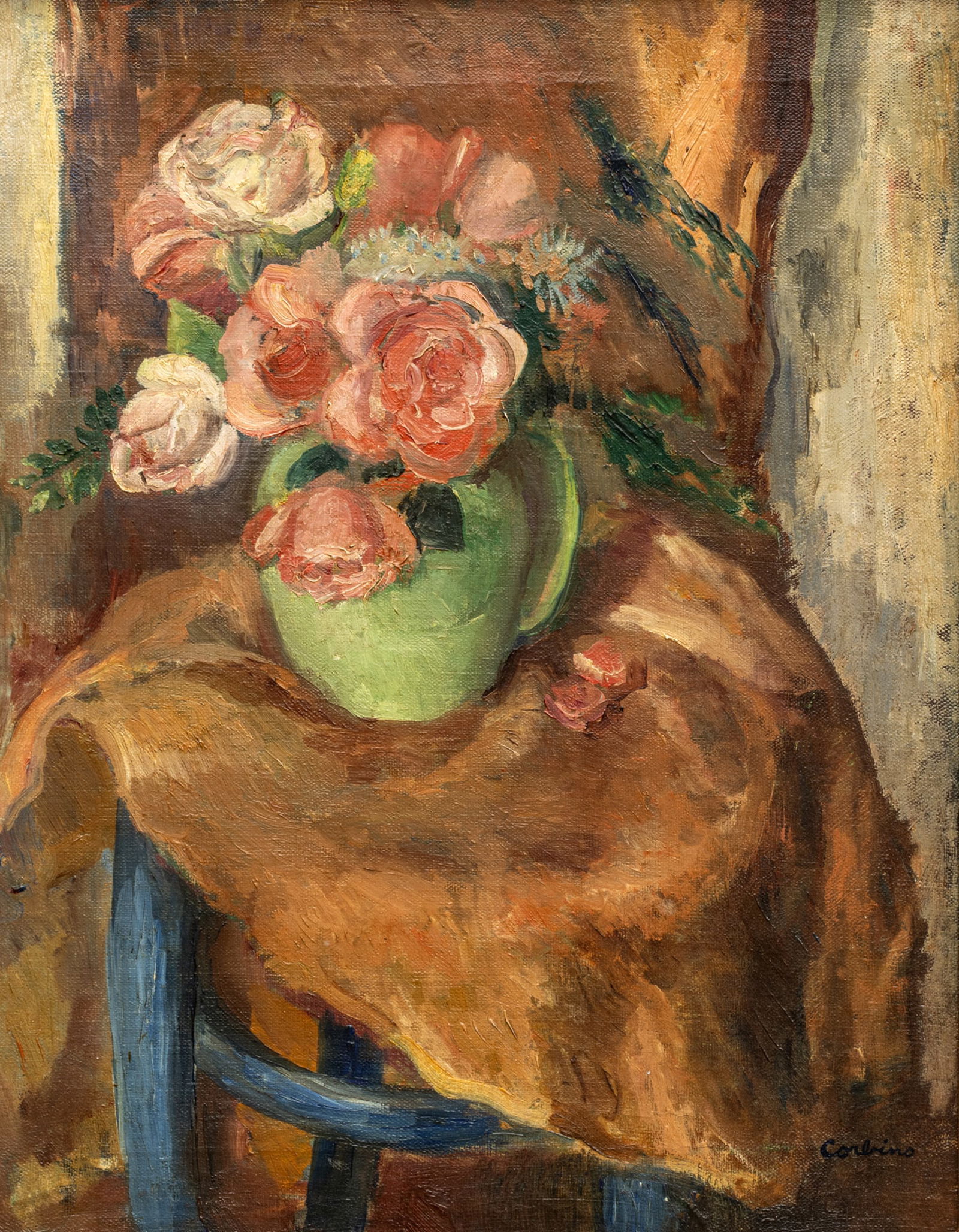 Jon Corbino (American, 1905-1964) Oil Canvas 'Still Life: Flowers', H 20.25" W 16" Frame Size: H (1 of 8)